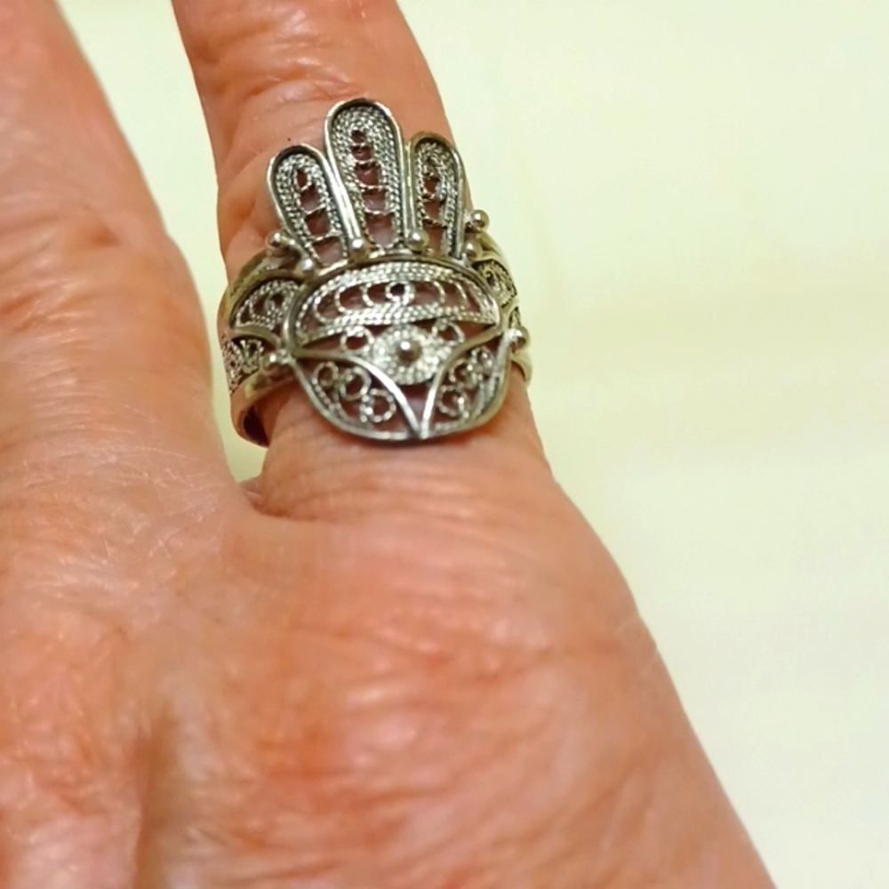 Womans Hamsa DGS Turkey 925 Sterling Ring Size 7.5